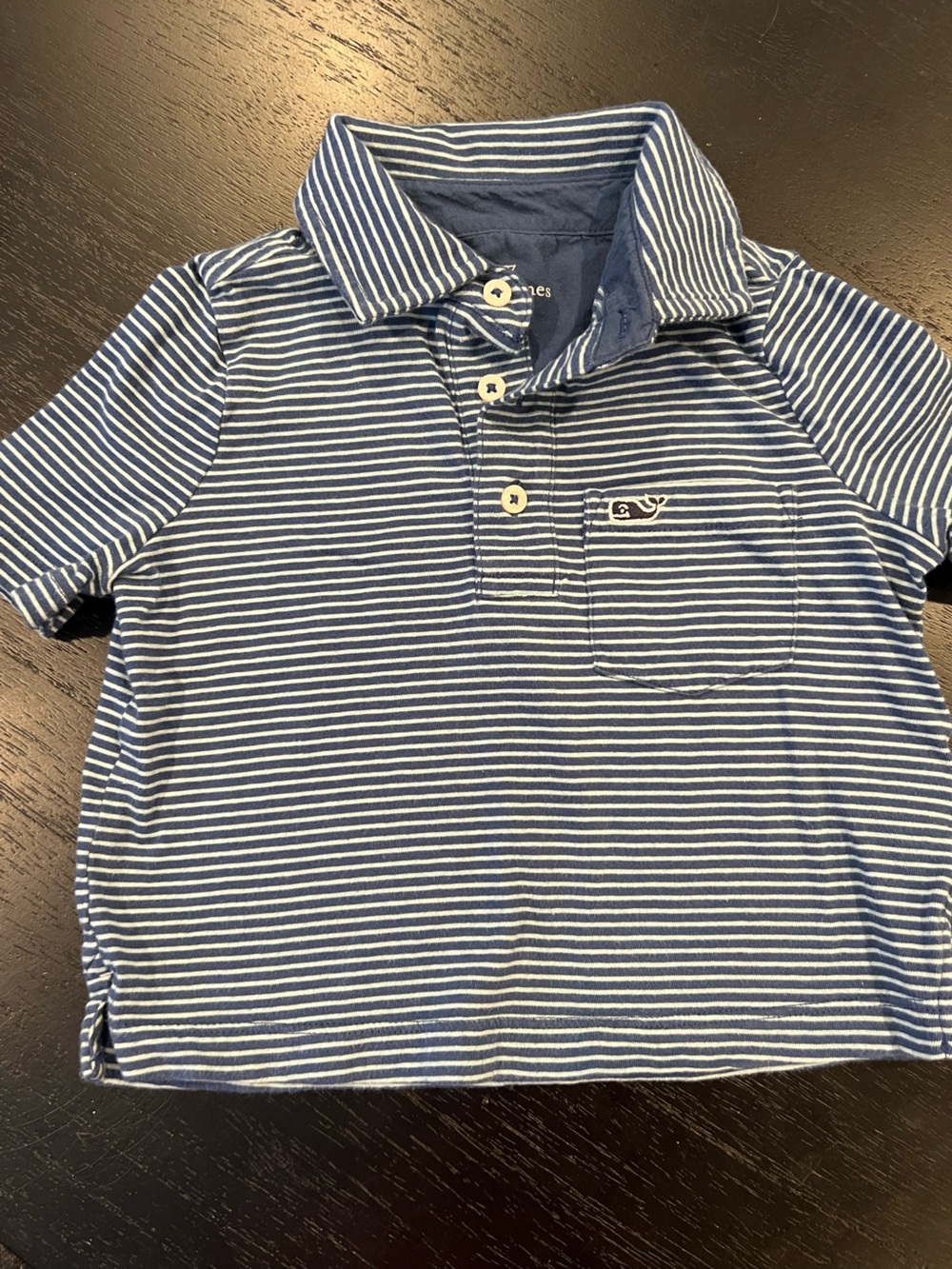 Boys Blue and White Striped Polo Shirt
